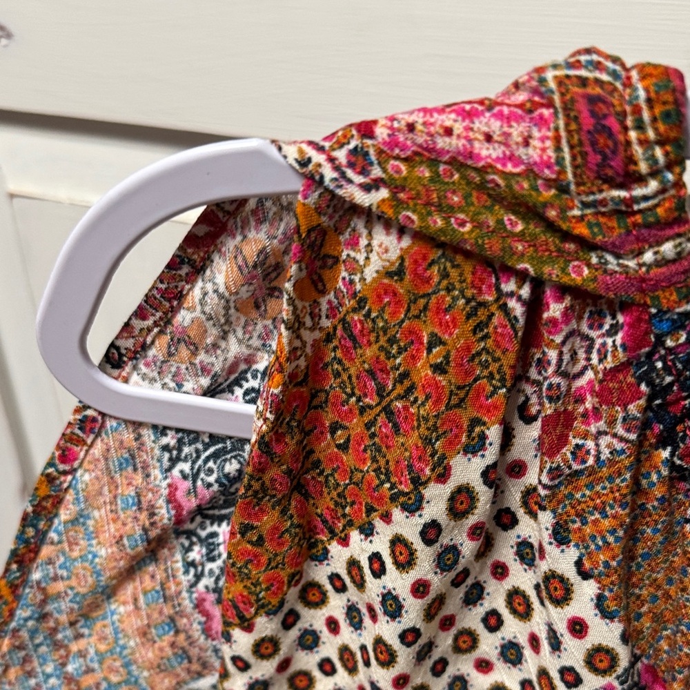 Rose & Olive Multi-Color Patchwork Off-Shoulder T… - image 4